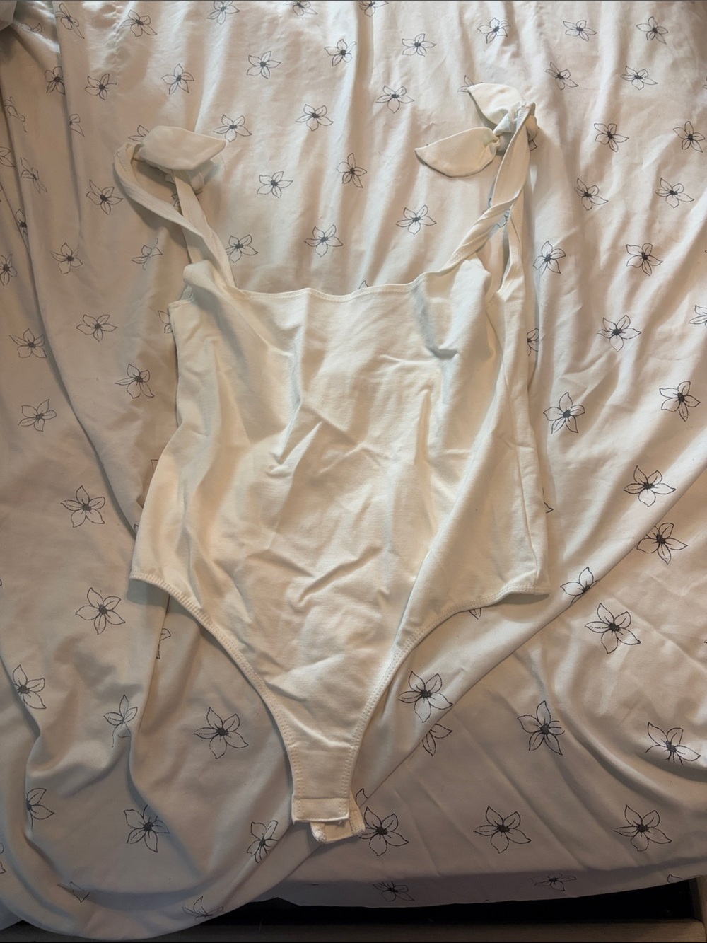 NWT Free People Cream Tie-Shoulder One-Piece Bodysuit